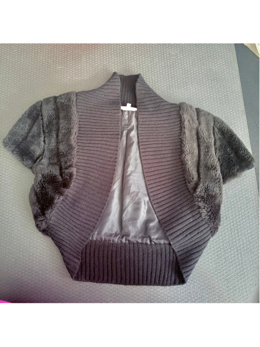 Glam Black Faux Fur Bolero Shrug (Medium)